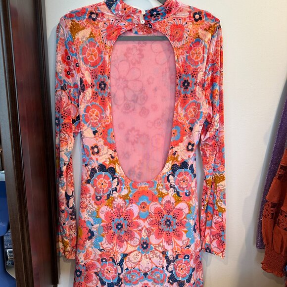 Free People Velour Long Sleeve Dress Size XL - Picture 2 of 6